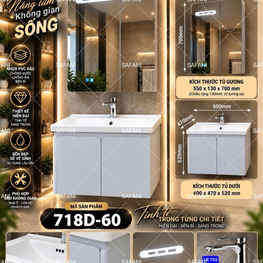 Tủ Nhựa Cao Cấp PVC Đặc SA718D