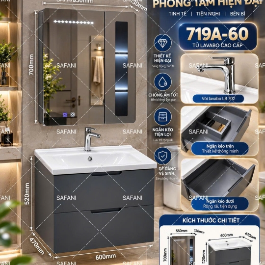 Tủ Nhựa Cao Cấp PVC Đặc SA719A