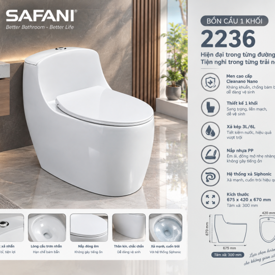 Bồn cầu 1 khối 2236
