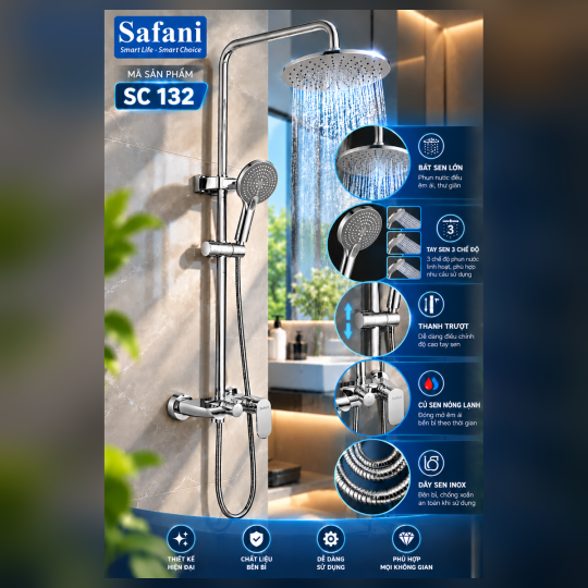 Sen cây tròn đồng thau mạ Crom SC 132