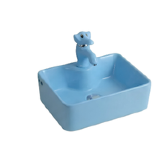 Chậu lavabo em bé vuông xanh dương 1619XD