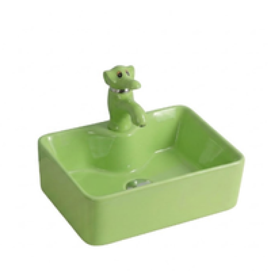 Chậu lavabo em bé vuông xanh lá 1619XL