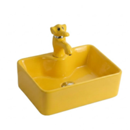 Chậu lavabo em bé vuông vàng 1619V