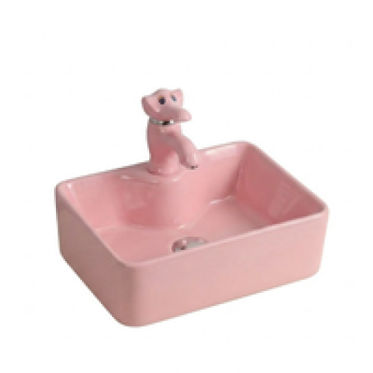 Chậu lavabo em bé vuông hồng 1619H