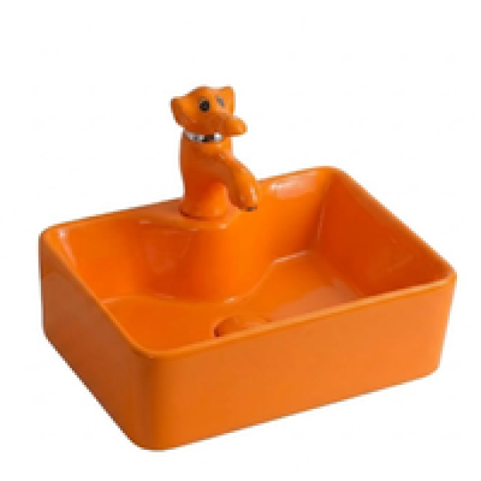 Chậu lavabo em bé vuông cam 1619C