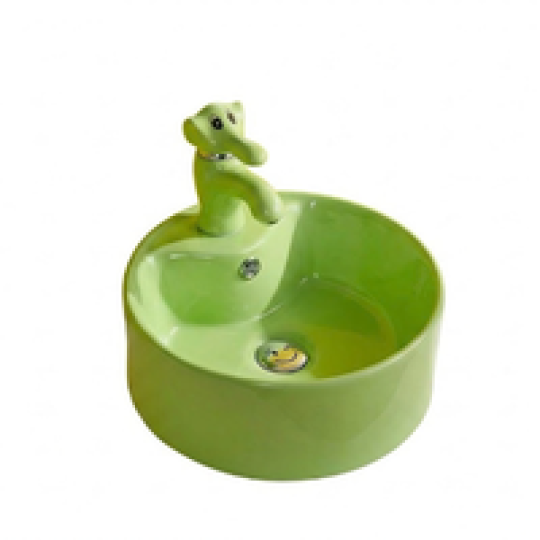 Chậu lavabo em bé tròn xanh lá 1618XL 