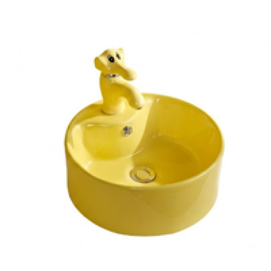 Chậu lavabo em bé tròn vàng 1618V