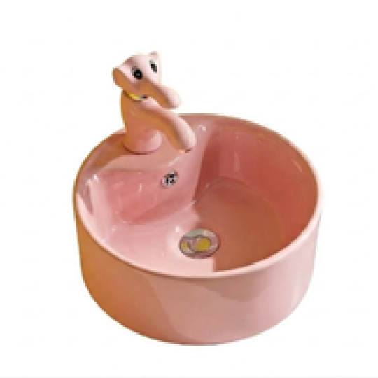 Chậu lavabo em bé tròn hồng 1618H