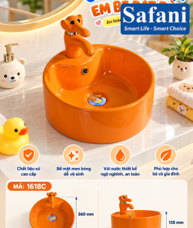 Chậu lavabo em bé tròn cam 1618C