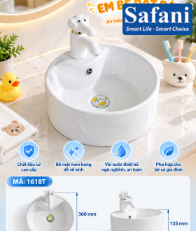 Chậu lavabo em bé tròn trắng 1618T