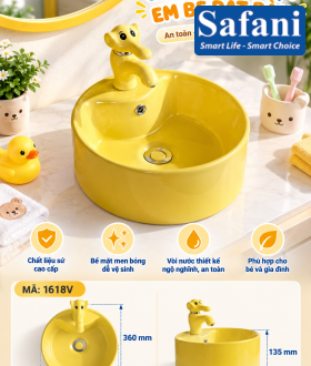 Chậu lavabo em bé tròn vàng 1618V
