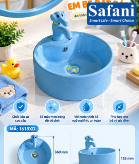 Chậu lavabo em bé tròn xanh dương 1618XD