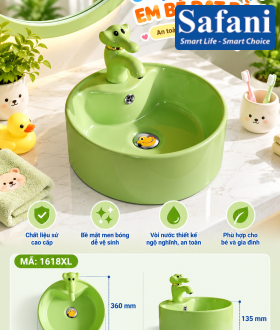 Chậu lavabo em bé tròn xanh lá 1618XL