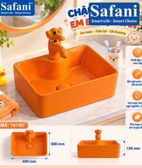 Chậu lavabo em bé vuông cam 1619C