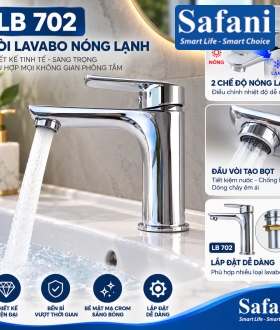 Vòi lavabo nóng lạnh đồng mạ crom LB702