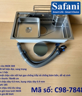 Chậu chén 1 hộc 304 C98 - 78*48cm