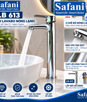 Vòi lavabo nóng lạnh đồng mạ crom 3 tấc bóng LB613