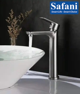 Vòi lavabo nóng lạnh inox sus 304 sơn tĩnh điện xám 30cm S725T3