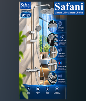 Sen cây nóng lạnh đồng thau mạ crom 3 phím SC-133