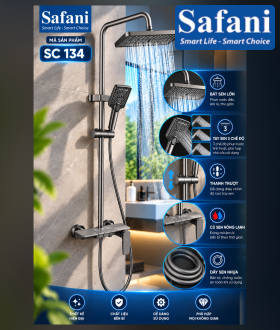 Sen cây nóng lạnh đồng mạ xám 3 phím SC-134