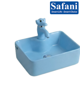 Chậu lavabo em bé vuông xanh dương 1619XD