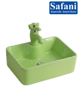 Chậu lavabo em bé vuông xanh lá 1619XL