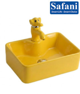 Chậu lavabo em bé vuông vàng 1619V