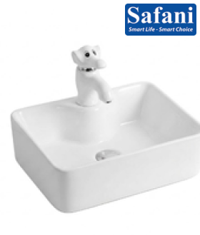 Chậu lavabo em bé vuông trắng 1619T