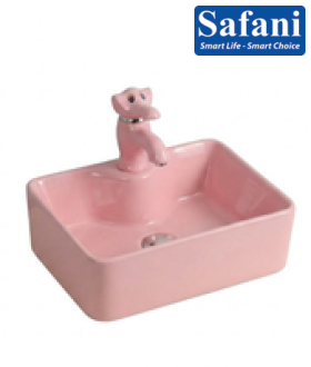 Chậu lavabo em bé vuông hồng 1619H