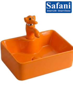 Chậu lavabo em bé vuông cam 1619C