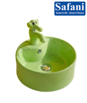 Chậu lavabo em bé tròn xanh lá 1618XL 