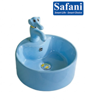 Chậu lavabo em bé tròn xanh dương 1618XD
