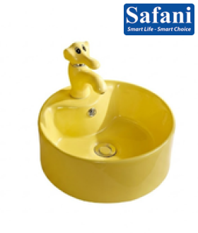 Chậu lavabo em bé tròn vàng 1618V