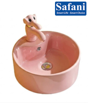 Chậu lavabo em bé tròn hồng 1618H