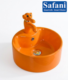 Chậu lavabo em bé tròn cam 1618C