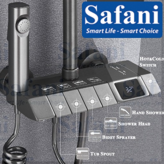 Sen cây phím đàn hiển thị nhiệt độ đồng thau mạ nước pvd xám 1121