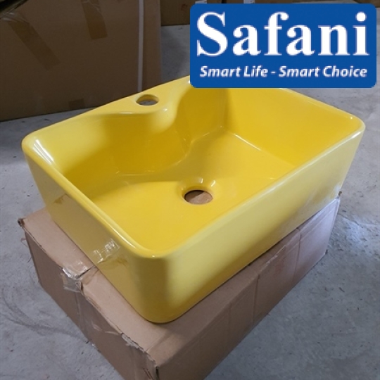 Chậu lavabo em bé vuông vàng 1619V
