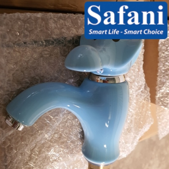 Vòi lavabo nóng lạnh đồng thau phủ sứ cho bé yêu hình con voi 1616V