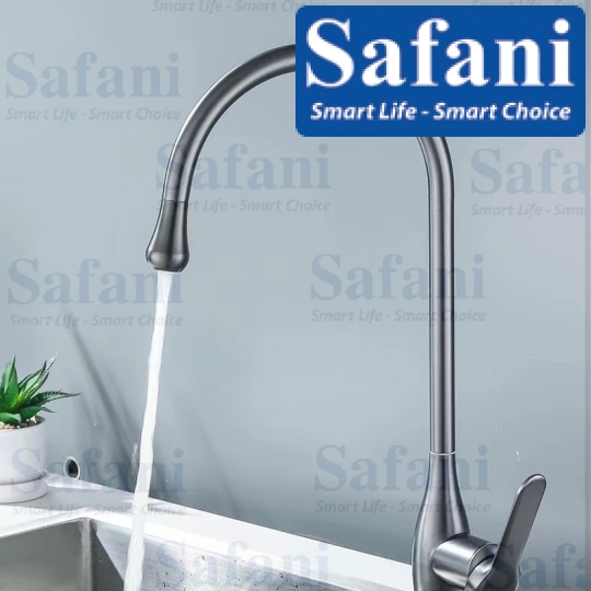 Vòi rửa chén nóng lạnh inox sus 304 sơn tĩnh điện xám 2012
