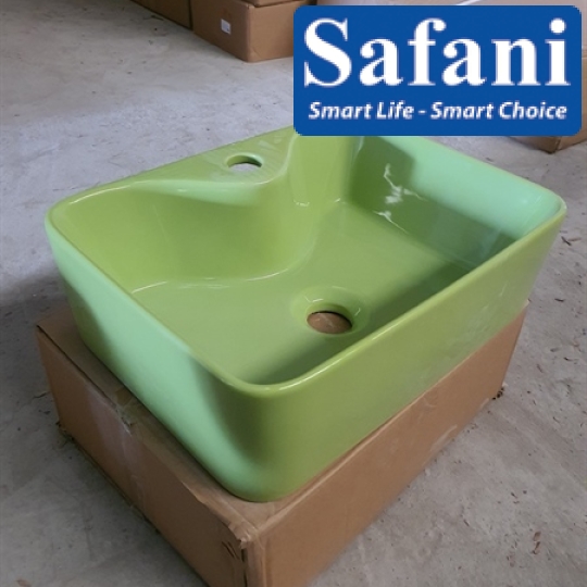 Chậu lavabo em bé vuông xanh lá 1619XL