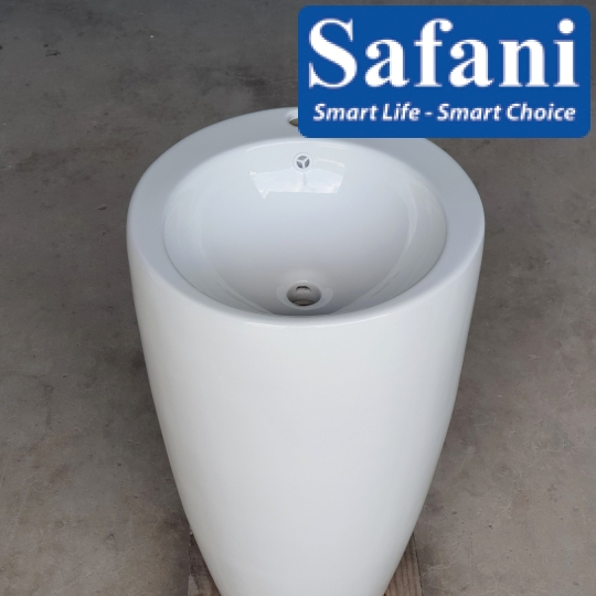 Lavabo trụ đứng tròn màu trắng 5129
