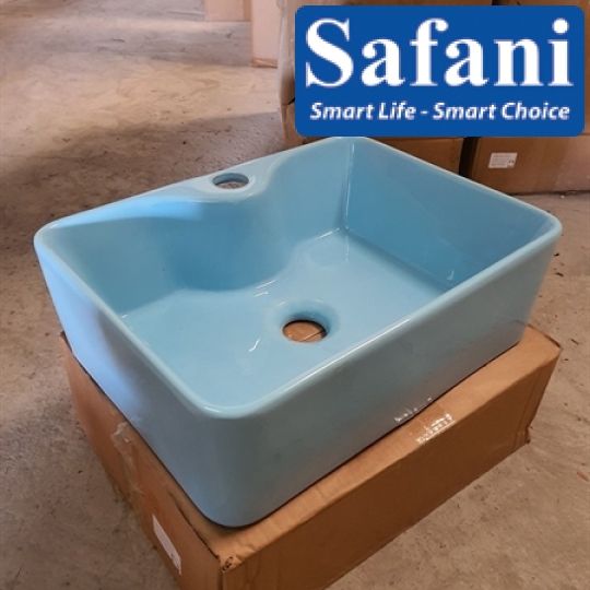 Chậu lavabo em bé vuông xanh dương 1619XD