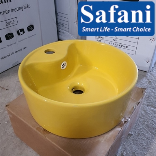 Chậu lavabo em bé tròn vàng 1618V