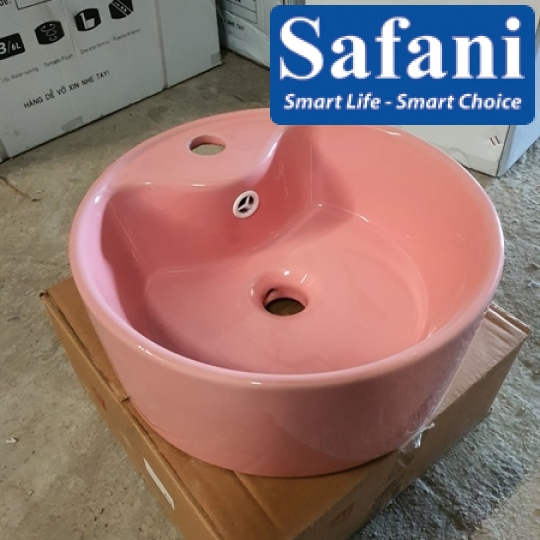 Chậu lavabo em bé tròn hồng 1618H