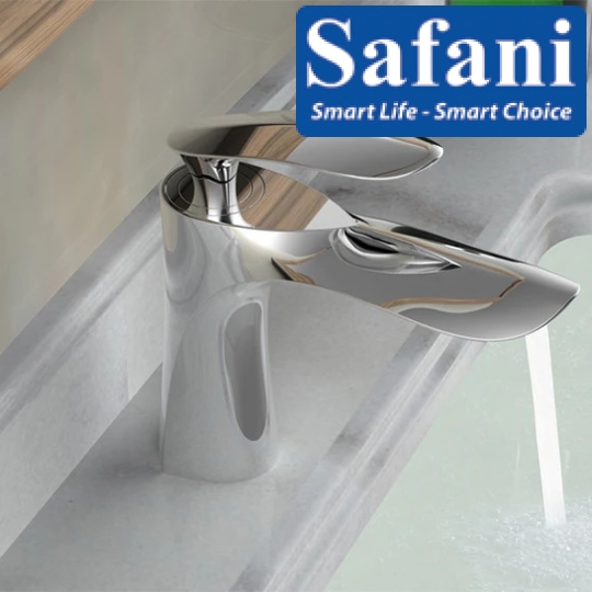 Vòi lavabo nóng lạnh đồng thau mạ crome tay chiếc lá 20cm mã số 768