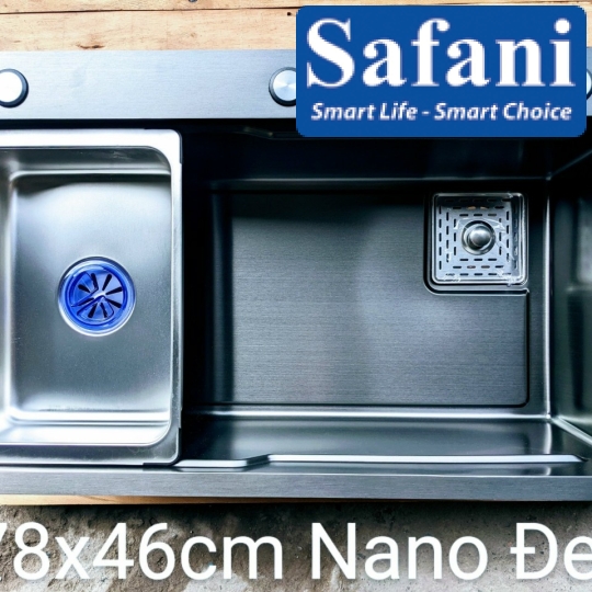 Chậu rửa chén 1 hộc phủ nano đen 7846Đ