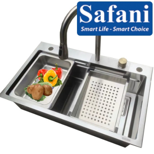 Chậu rửa chén 1 hộc vòi thác nước INOX SUS 304 mã 7846VOI INOX