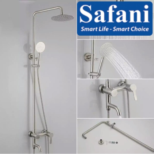 Sen cây tắm đứng tròn lệch inox 304 mã 917