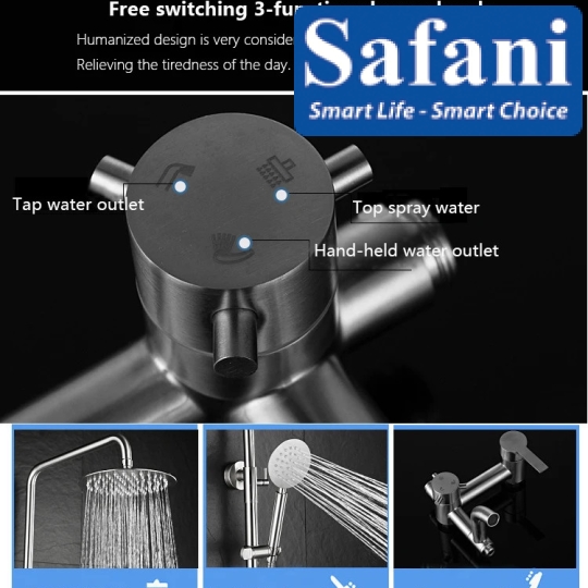 Sen cây tắm đứng tròn lệch inox 304 mã 917