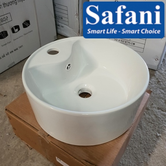 Chậu lavabo em bé tròn trắng 1618T 